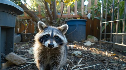 raccoon in backyard