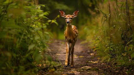 Sticker - White-tailed deer fawn on natural trail