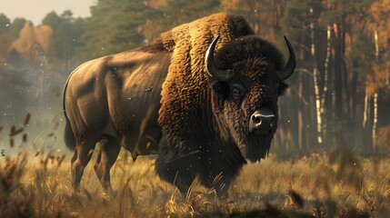 Wall Mural - Bison in its natural habitat