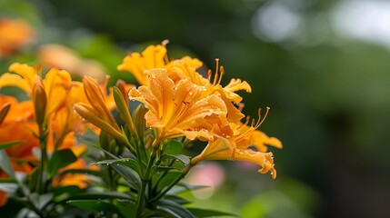 Wall Mural - yellow lilies in the garden