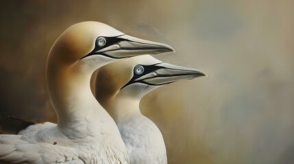 Wall Mural - Close-up of two Northern Gannets