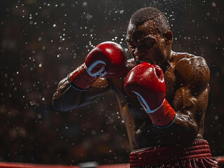 Wall Mural - Boxer Throws A Punch During Intense Boxing Match