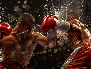 Wall Mural - Boxer Throws a Punch During Intense Boxing Match