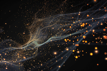 Wall Mural - abstract visualization of interconnected glowing nodes and lines forming a dynamic network structure