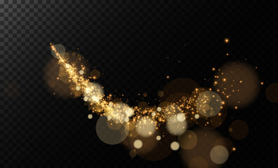 luminous bokeh, softly shimmering with gold dust and bright star particles. light abstract glowing l