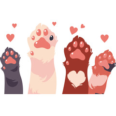 Canvas Print - Cute Cat Paws Illustration