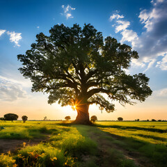 tree at sunset