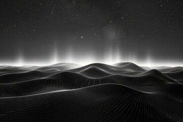 The full moon illuminates the sprawling mountains