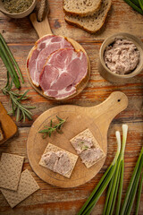 Wall Mural - Top view of meat spread