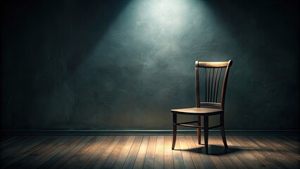 Poster - An eerie chair sitting alone in a dimly lit room , chair, dark, room, isolated, furniture, spooky, eerie, mysterious