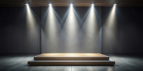 Poster - An empty modern podium on a stage with a spotlight, podium, stage, platform, spotlight, empty, modern, presentation, speech