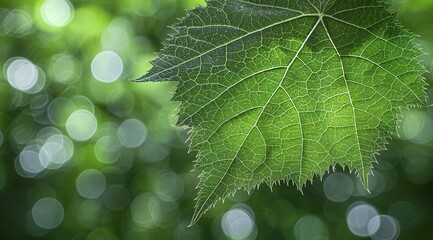 Sticker - water drops on green leaf