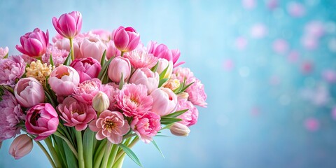 Wall Mural - Beautiful bouquet of pink spring flowers, bouquet, pink, spring, flowers, floral, arrangement, blooming, vibrant, fresh