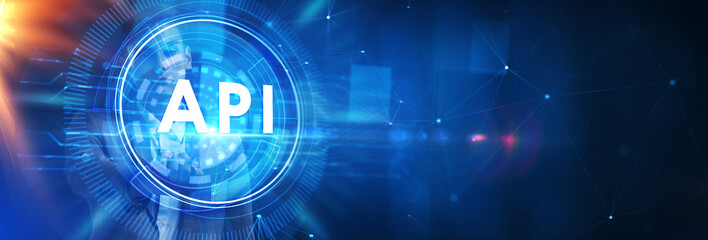 API - Application Programming Interface. Software development tool. Business, modern technology, internet and networking concept.