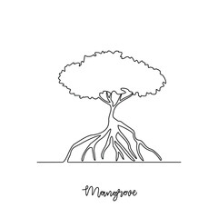 One continuous line drawing of Mangrove tree vector illustration. Tree plant themes in simple linear style vector design concept. Plant and nature education for students. Education design presentation