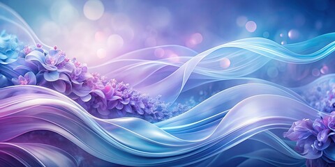 Canvas Print - Translucent waves of lilac and blue with ephemeral light around, translucent, waves, lilac, blue, ephemeral, light, abstract