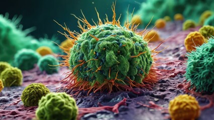 Wall Mural - Microscopic View of Cancer Cells.