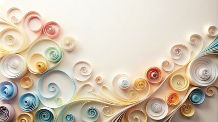 Poster - Abstract background of serene paper swirls , tranquility, soft, delicate, elegant, calming, pastel colors, minimalistic