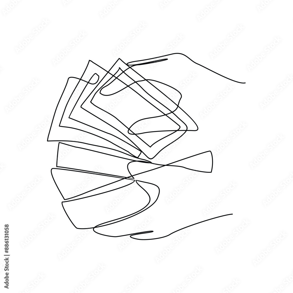 One continuous line drawing of counting money vector illustration ...