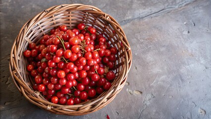 Poster - Red berries spilling out of a rustic basket , berries, red, fruit, basket, organic, fresh, vibrant, juicy, healthy, natural, food