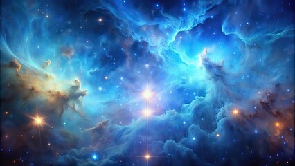 Wall Mural - ethereal nebula with shades of blue, perfect for cosmic backgrounds, cosmos, celestial, space, galax