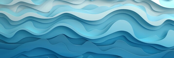 a banner background featuring a layered paper cutout design in shades of blue, resembling a wave pat