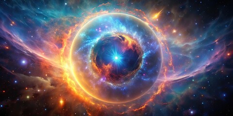 Wall Mural - a mesmerizing image of a colorful planetary nebula in space, cosmic, elegance, awe-inspiring, planet