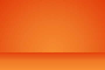 Wall Mural - empty orange 3d studio background, vector illustration for product display backdrop
