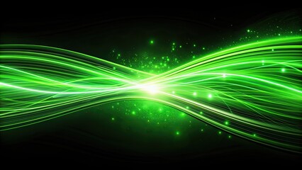 Canvas Print - Abstract green light streaks on a dark background , vibrant, glowing, motion, futuristic, speed, energy, digital, technology