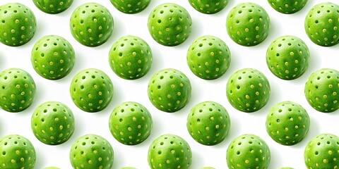 Wall Mural - Pattern of green pickleballs isolated on background , pickleball, sport, ball, pattern, design, texture, seamless, background