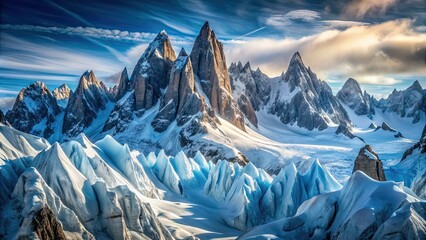 Canvas Print - A mesmerizing pattern of jagged peaks covered in snow and ice, glacier, mountain, winter, snow, cold, landscape, wilderness