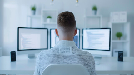 Technology Concept a group man of developers