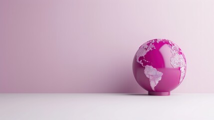 Sticker - A minimalist composition featuring a purple globe against a clean, white background, with plenty of copy space around it. The simple and elegant design is perfect for conveying concepts of global