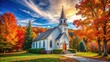 © Sujid - Gorgeous church surrounded by colorful autumn foliage, Autumn, church, fall, leaves, colorful, vibrant, season