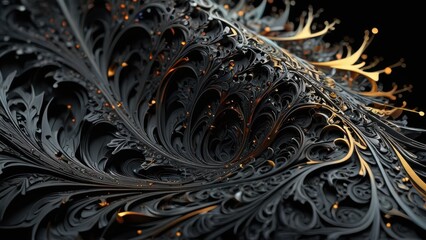 Wall Mural - Abstract Black and Gold Swirling Pattern.