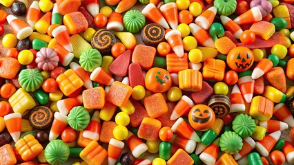 Poster - Colorful Halloween candy assortment for festive decor and designs, Halloween, candy, colorful, assortment, lollipops