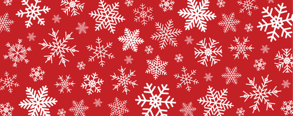 Poster - christmas snowflake background pattern in white and red colors vector illustration