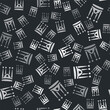 © vector_v - Grey Sagrada Familia Cathedral at Barcelona, Spain icon isolated seamless pattern on black background. Vector