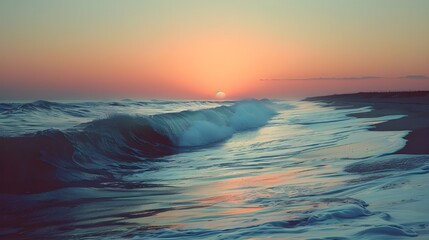 Wall Mural - serene beach at sunset with waves