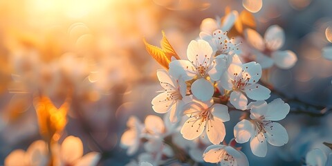 Wall Mural - embracing the rebirth of spring blossoming cherry trees in a peaceful landscape