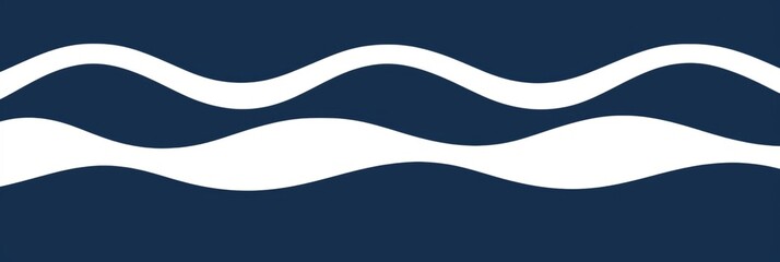 a blue banner with two white, stylized waves on it