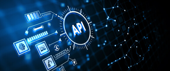 API - Application Programming Interface. Software development tool. Business, modern technology, internet and networking concept. 3d illustration
