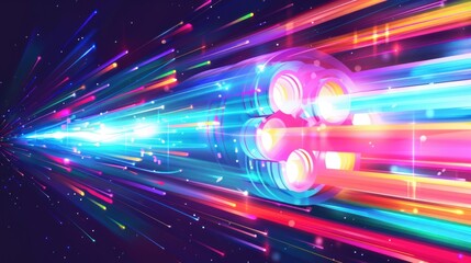 Poster - Abstract Bright Colorful Light Beams