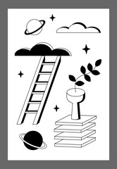 Wall Mural - Surrealism poster. Surrealism elements background.