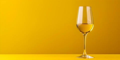 Wall Mural - Elegant White Wine Glass and Golden Bottle on Isolated Background with Studio Lighting. Concept Wineglass Photography, Elegant Still Life, Studio Setup, Isolated Background, Golden Bottle