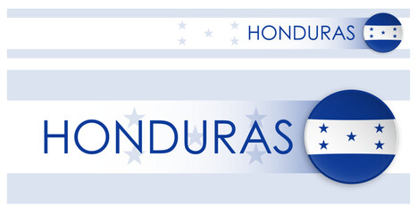 Wall Mural - Honduras flag horizontal web banner in modern neomorphism style. Webpage Honduras country header button for mobile application or internet site. Vector
