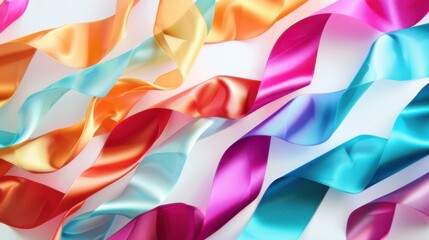 Wall Mural - Colorful ribbons play waves on the background.