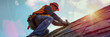 © Maximusdn - A roofer hammering shingles, with a focus on the repetitive motion and physical effort required.