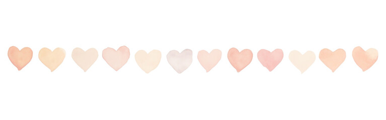 Canvas Print - png hearts as divider line watercolour illustration backgrounds creativity pattern.
