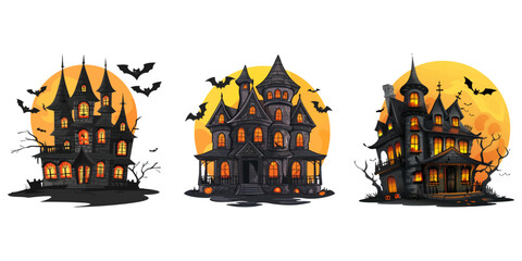 Wall Mural - Halloween haunted house vector illustration with a white background